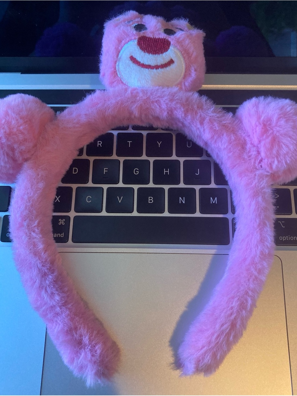 Plush Pink Bear Headband for Kids - Soft Fuzzy Hair Accessory